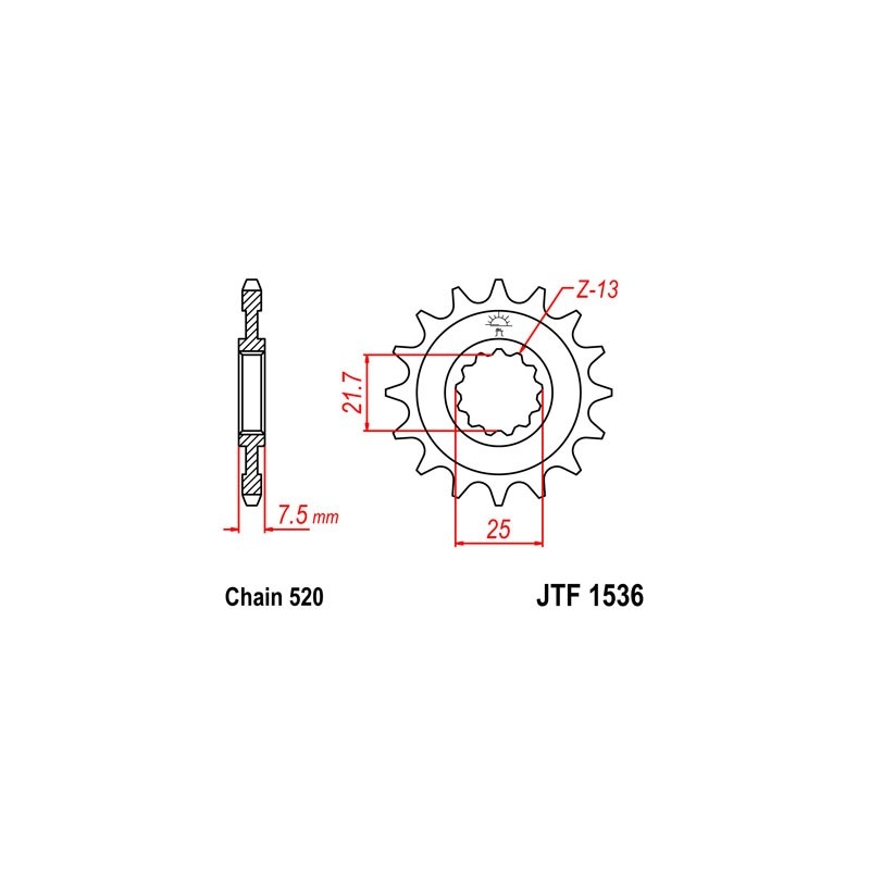 Front sprocket JT 16T, 520 rubber cushioned