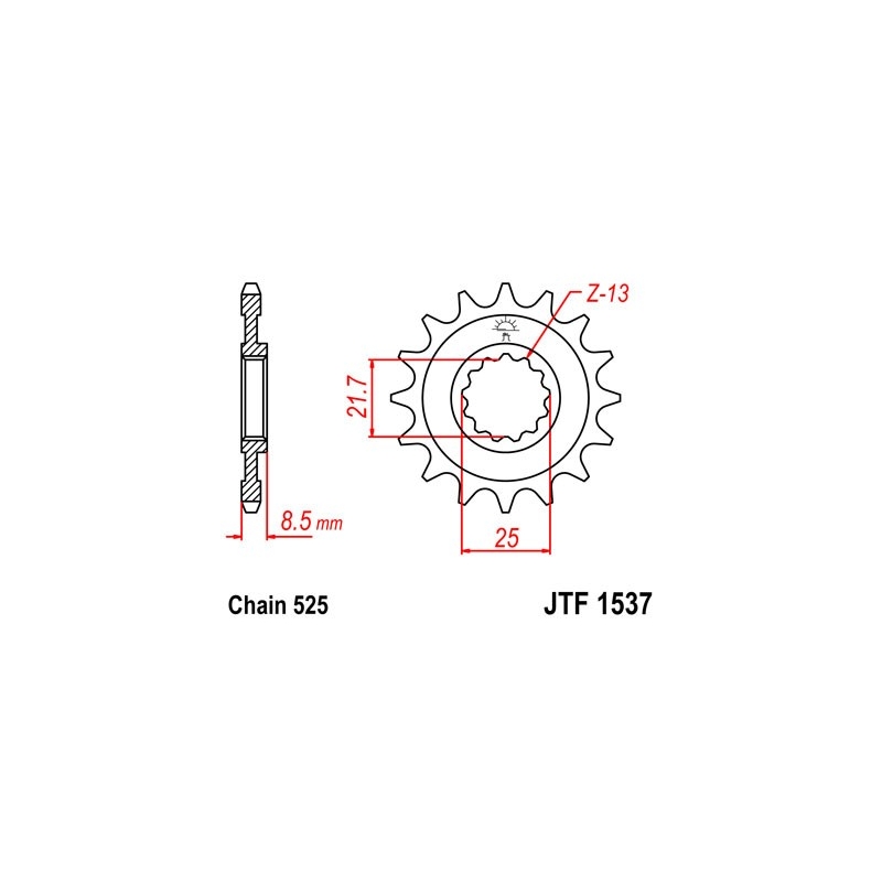 Front sprocket JT 15T, 525 rubber cushioned