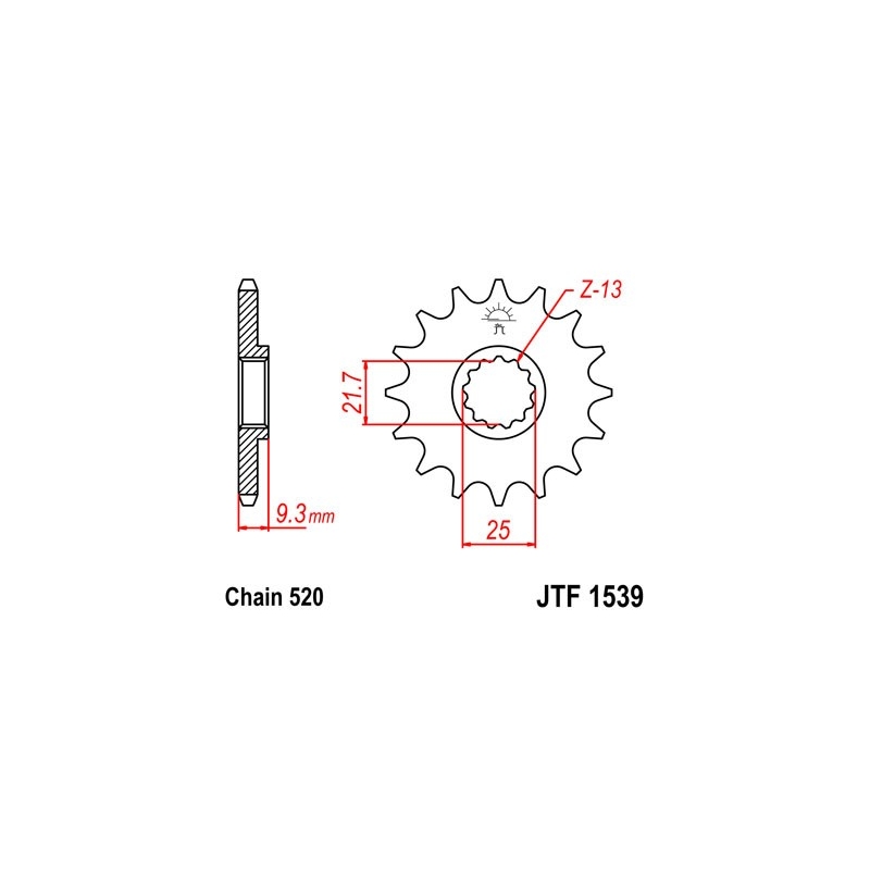 Front sprocket JT 14T, 520 rubber cushioned