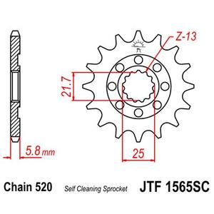 Front sprocket JT JTF 1565-14SC 14T, 520 Self Cleaning Lightweight