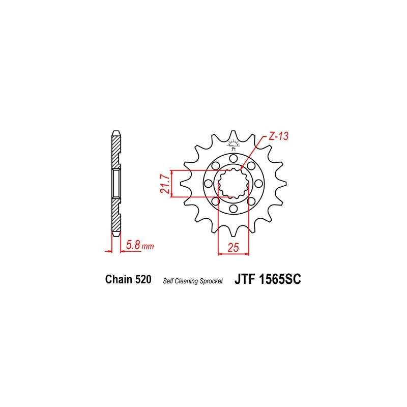 Front sprocket JT 14T, 520 Self Cleaning Lightweight