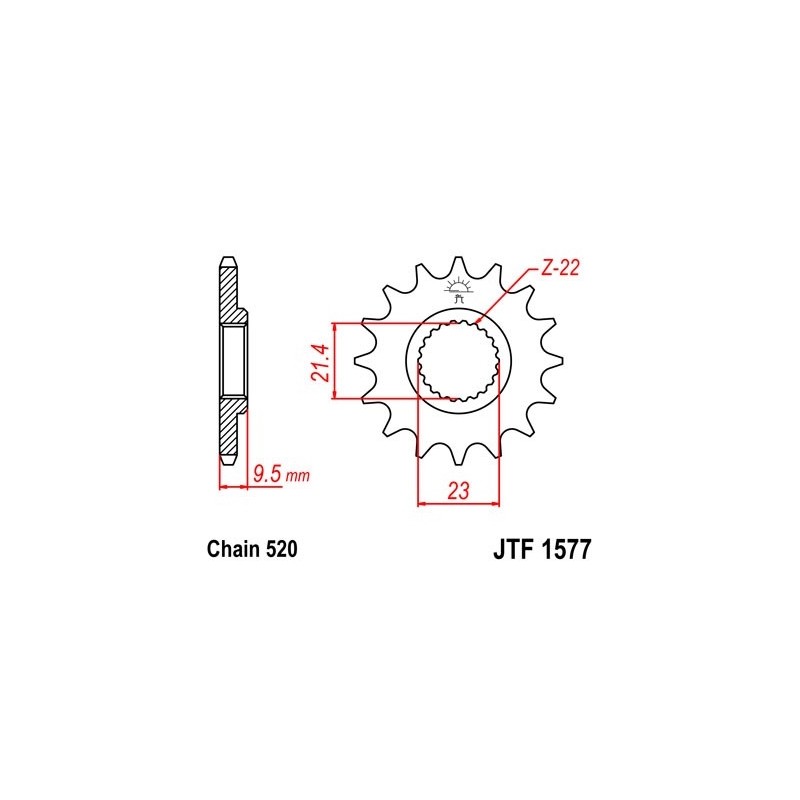 Front sprocket JT 15T, 520