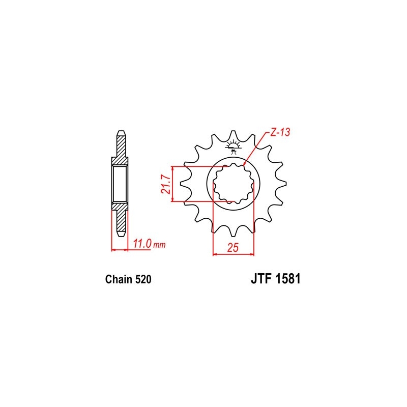 Front sprocket JT 13T, 520