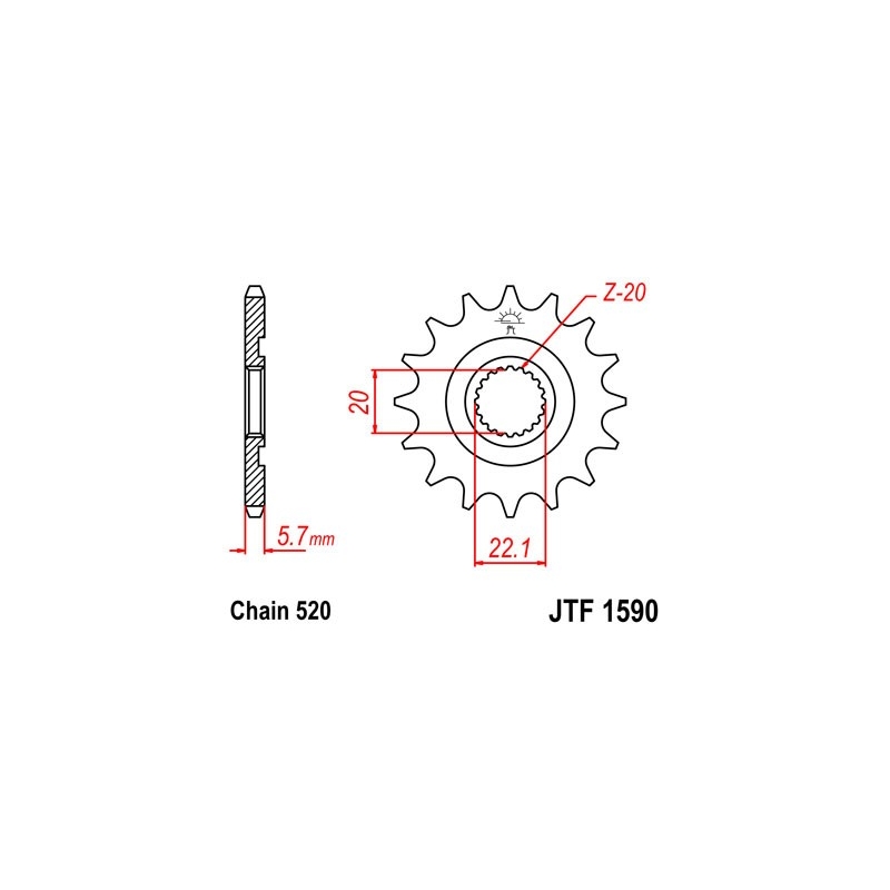 Front sprocket JT 12T, 520