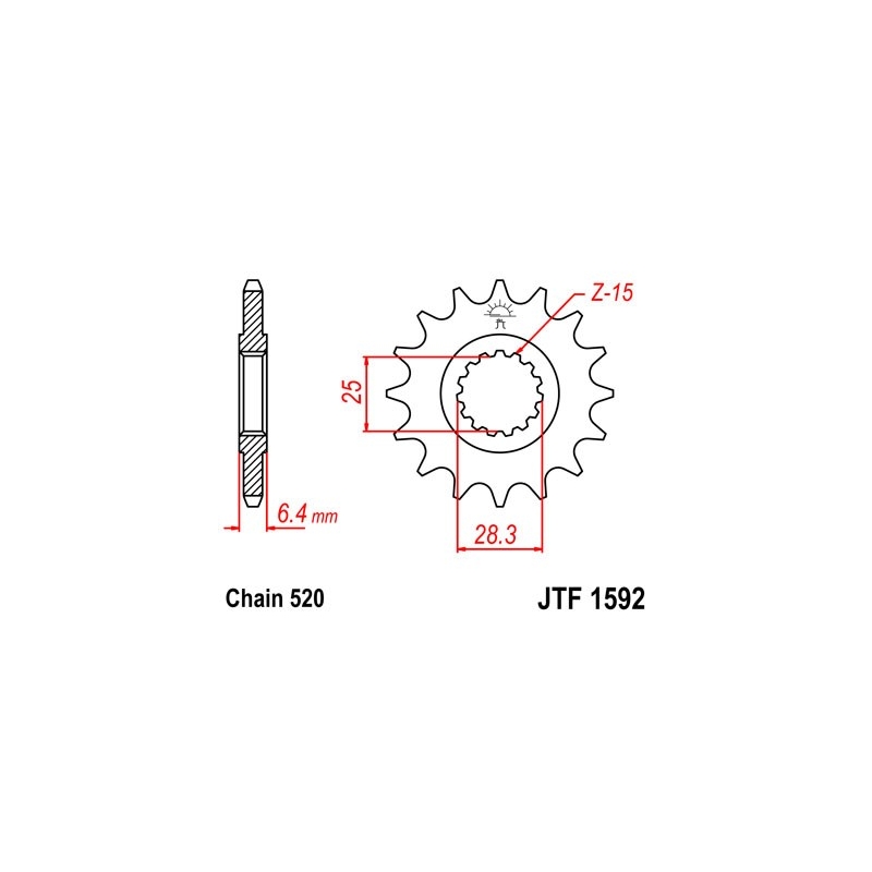 Front sprocket JT 14T, 520
