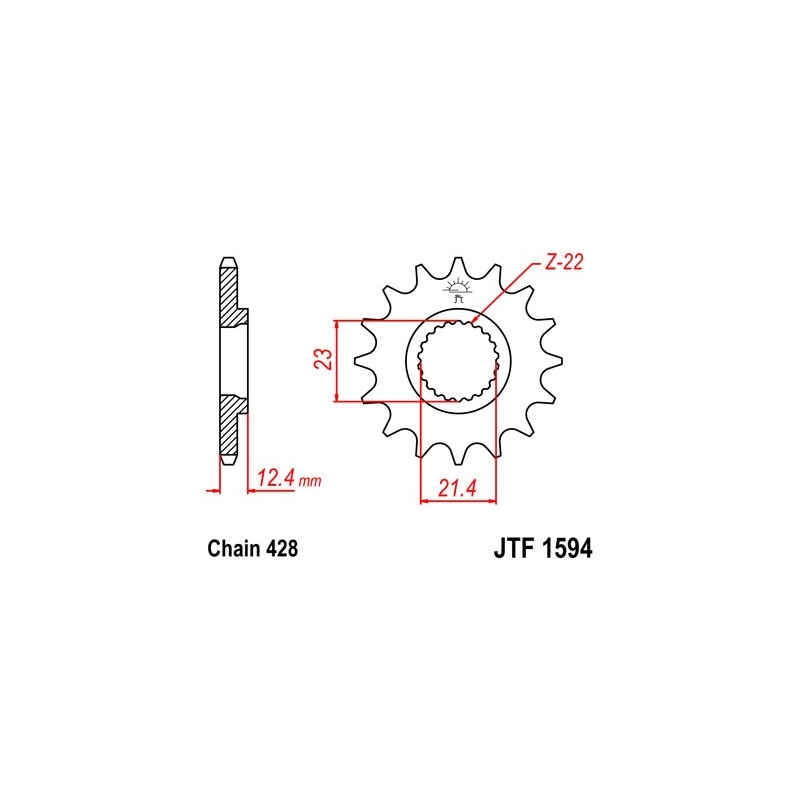 Front sprocket JT 15T, 428