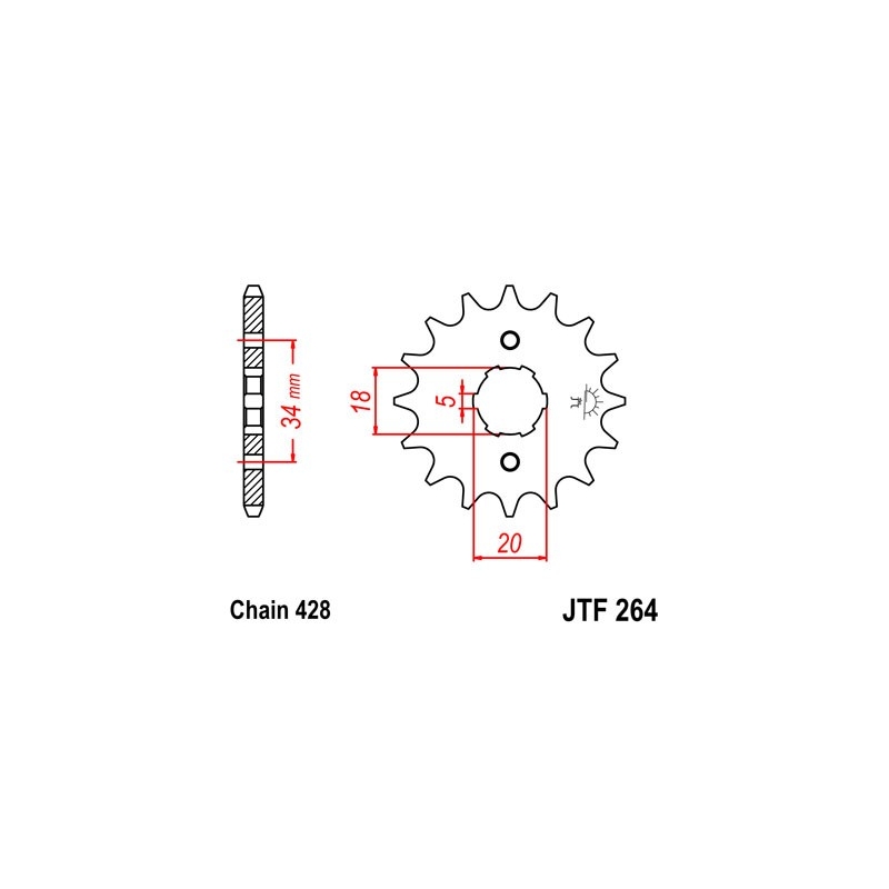 Front sprocket JT 15T, 428