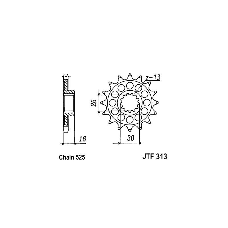 Front sprocket JT 16T, 525