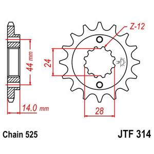 Front sprocket JT JTF 314-15 15T, 525