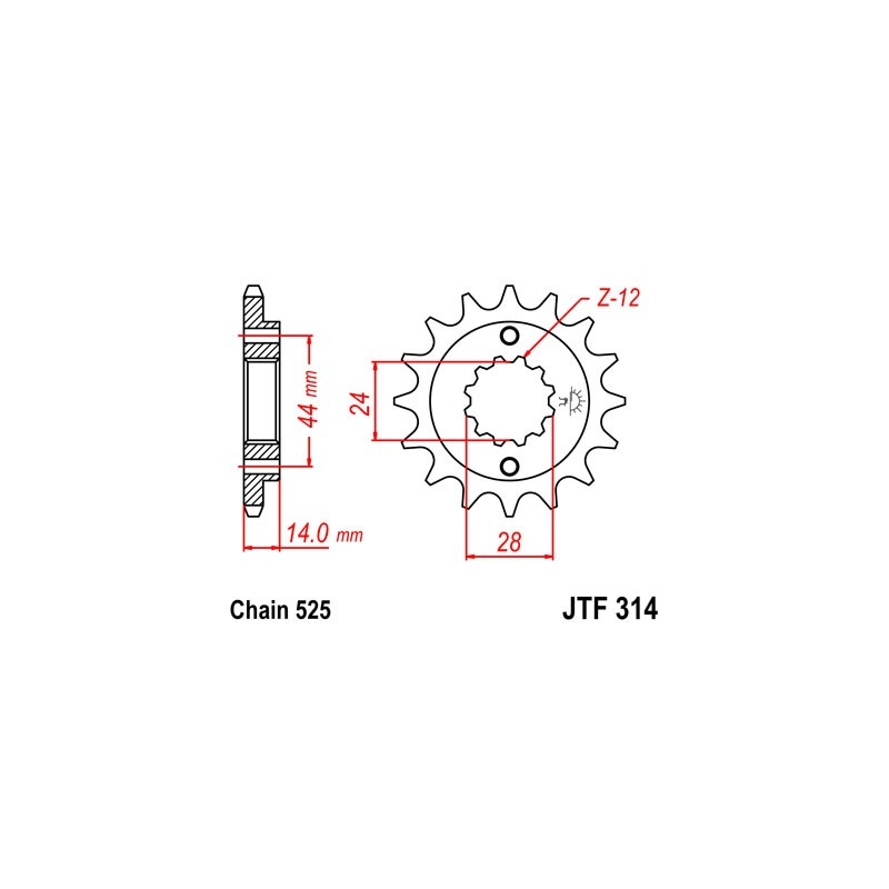 Front sprocket JT 15T, 525