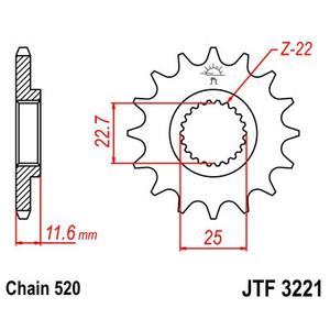 Front sprocket JT JTF 3221-13 13T, 520