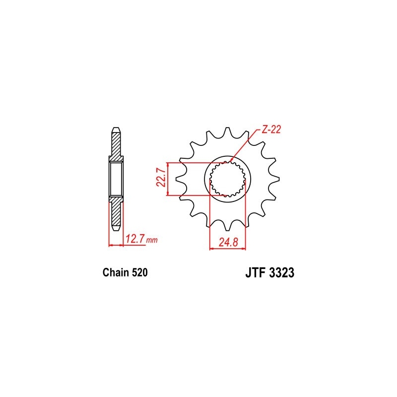 Front sprocket JT 22T, 520