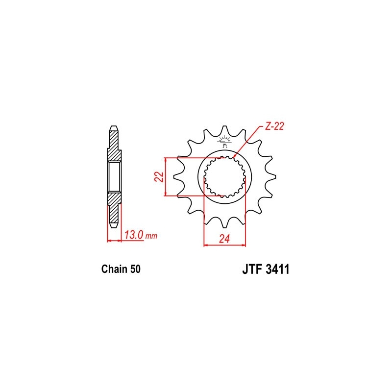 Front sprocket JT 16T, 530