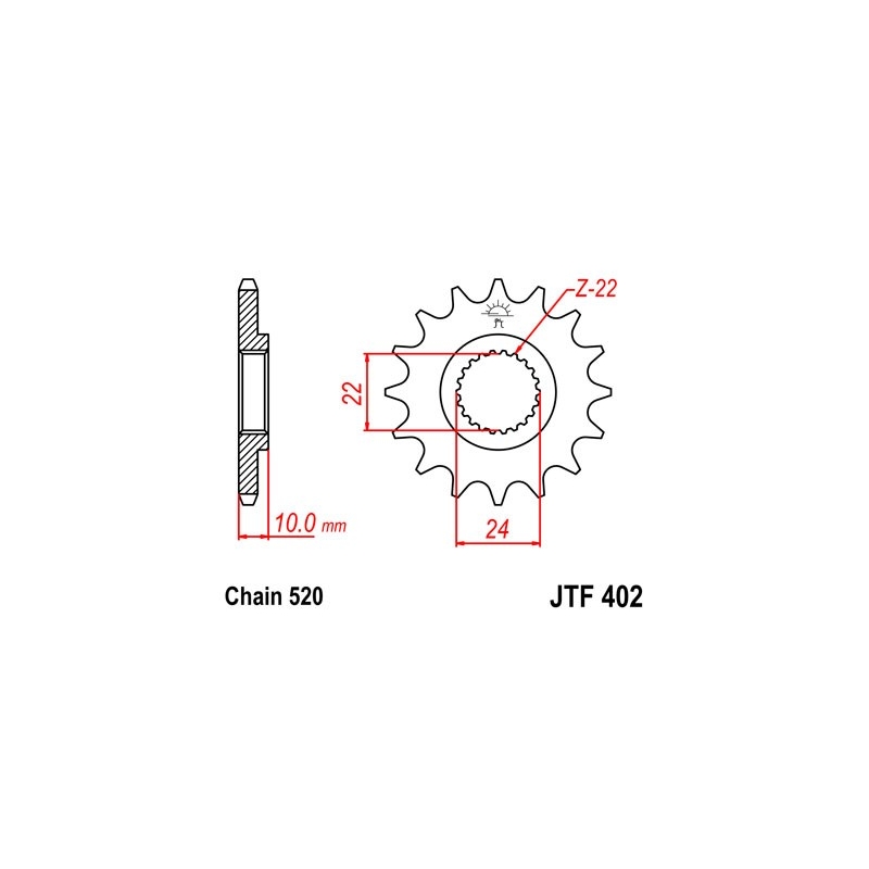 Front sprocket JT 14T, 520