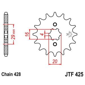 Front sprocket JT JTF 425-16 16T, 428
