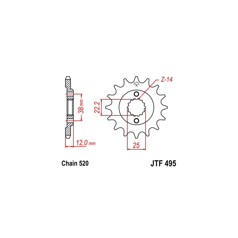 Front sprocket JT 15T, 520