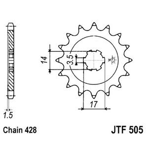 Front sprocket JT JTF 505-15 15T, 428