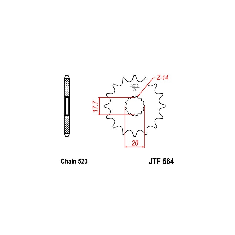 Front sprocket JT 15T, 520