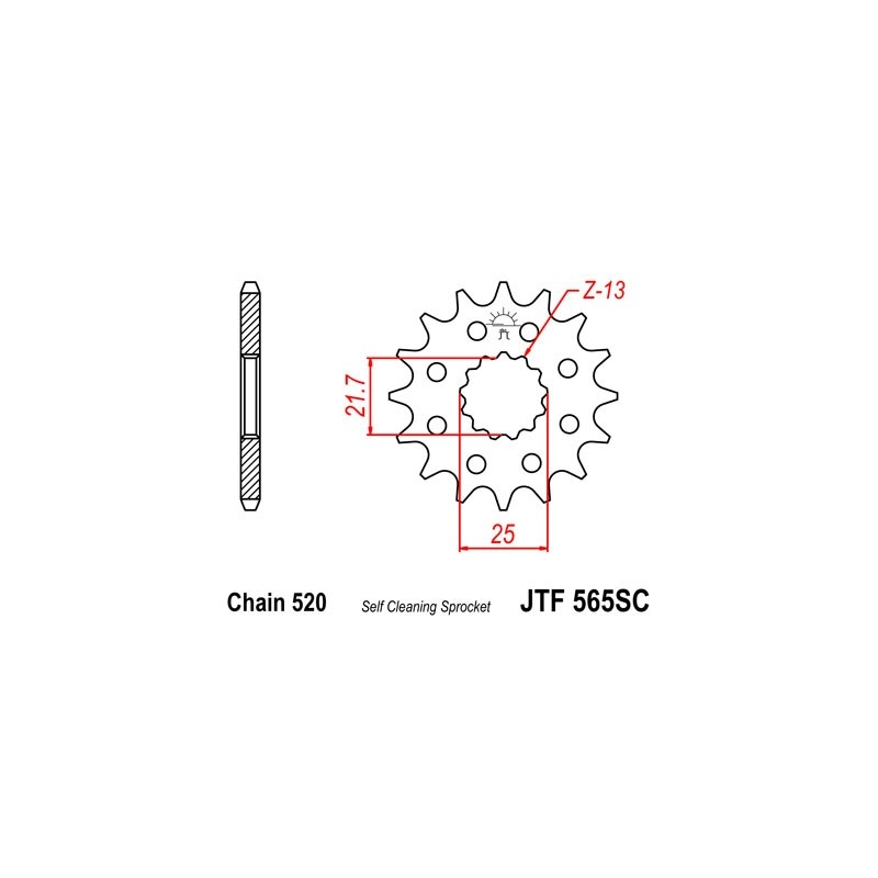 Front sprocket JT 14T, 520 Self Cleaning Lightweight