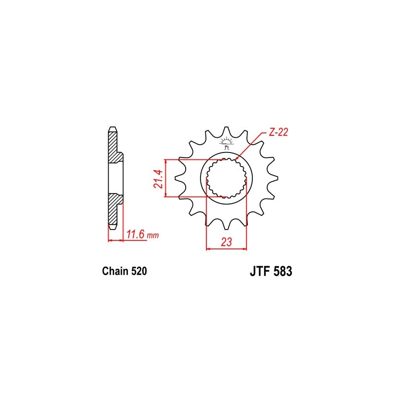 Front sprocket JT 14T, 520