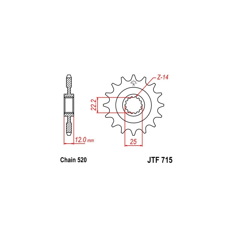 Front sprocket JT 12T, 520