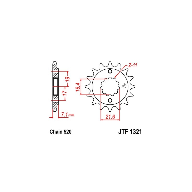 Front sprocket JT 14T, 520