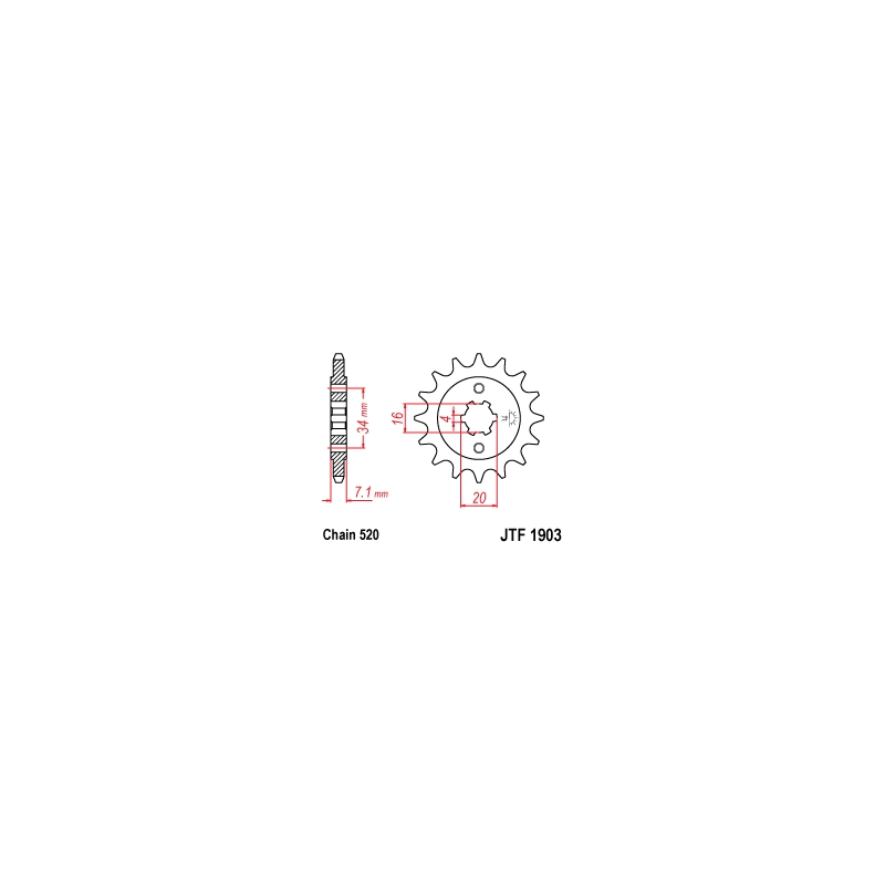 Front sprocket JT 14T, 520