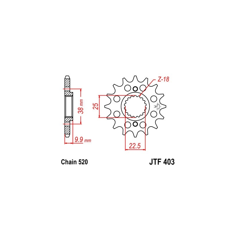 Front sprocket JT 13T, 520