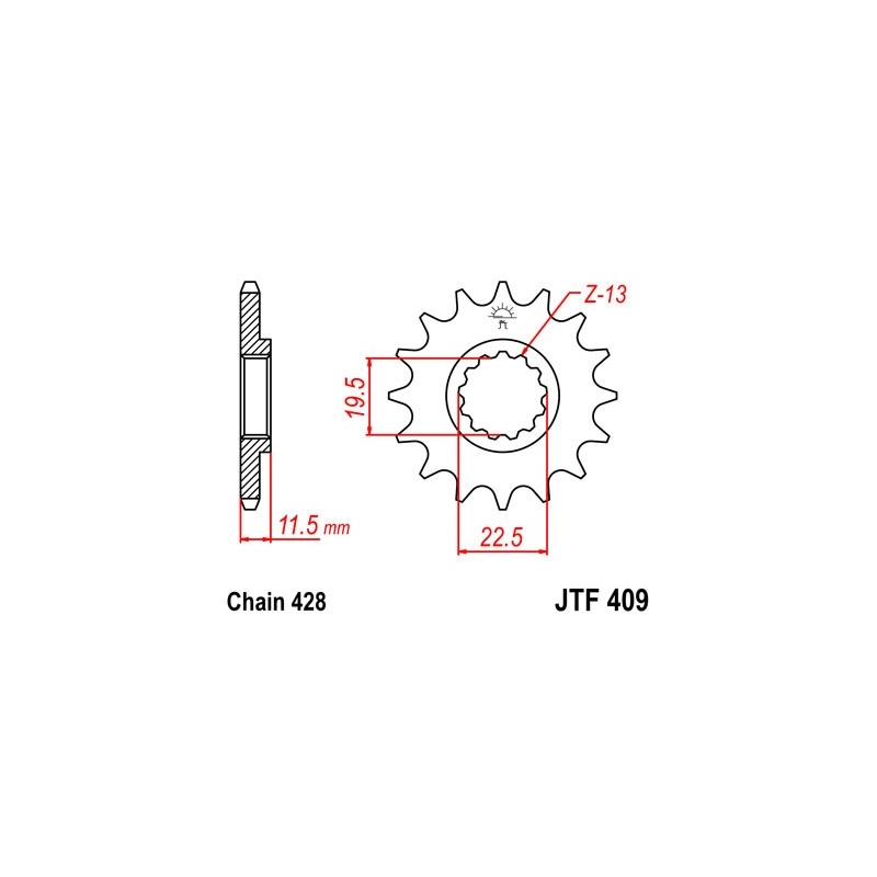 Front sprocket JT 15T, 428