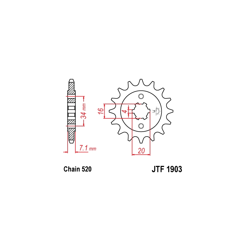 Front sprocket JT 13T, 520
