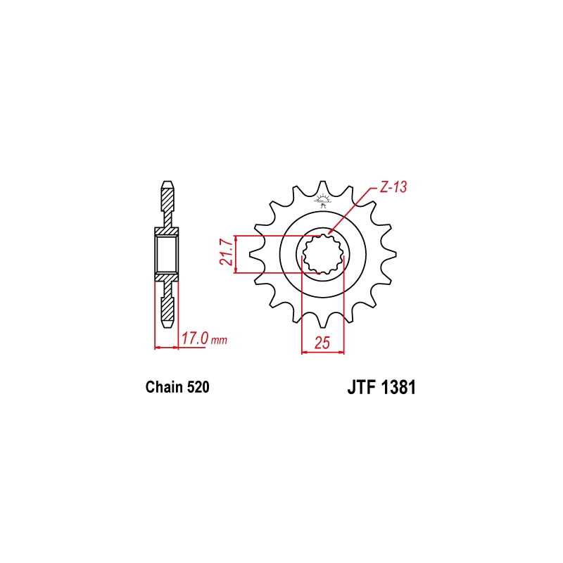 Front sprocket JT 16T, 520 rubber cushioned