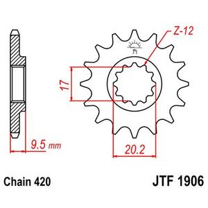 Front sprocket JT JTF 1906-15 15T, 420