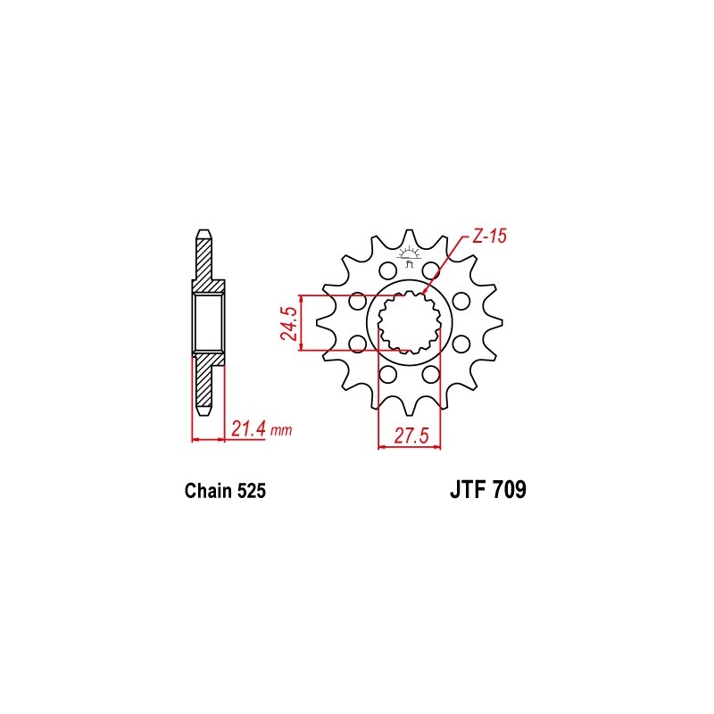 Front sprocket JT 16T, 525 rubber cushioned