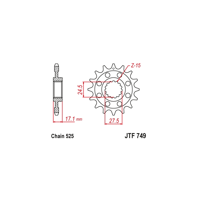 Front sprocket JT 16T, 525