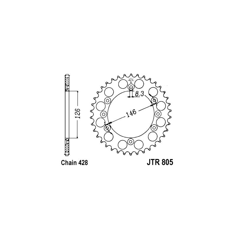 Rear sprocket JT 50T, 428