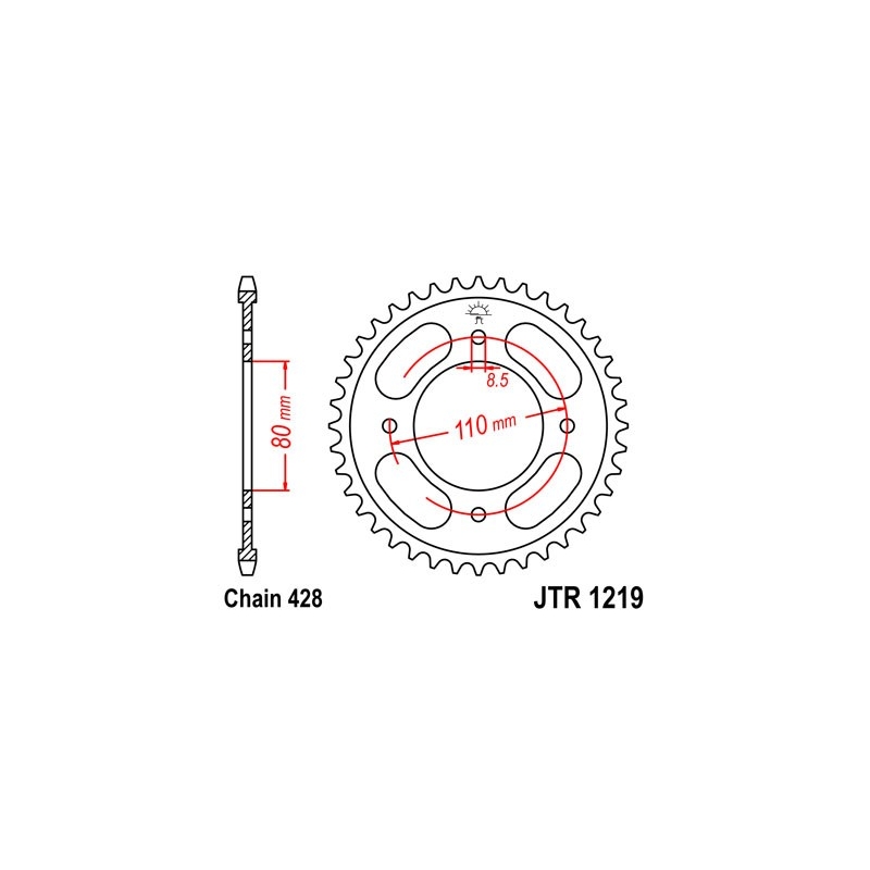 Rear sprocket JT 42T, 428
