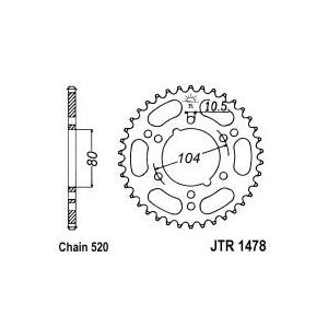Rear sprocket JT JTR 1478-36 36T, 520