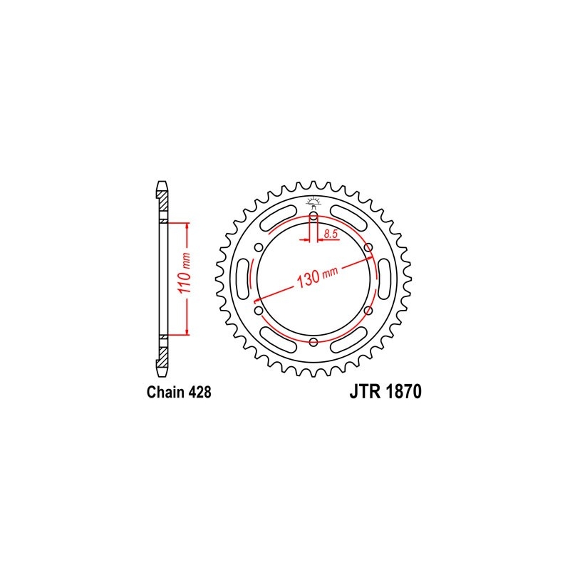 Rear sprocket JT 44T, 428