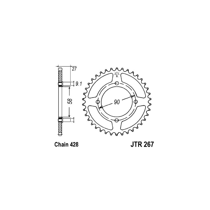 Rear sprocket JT 39T, 428