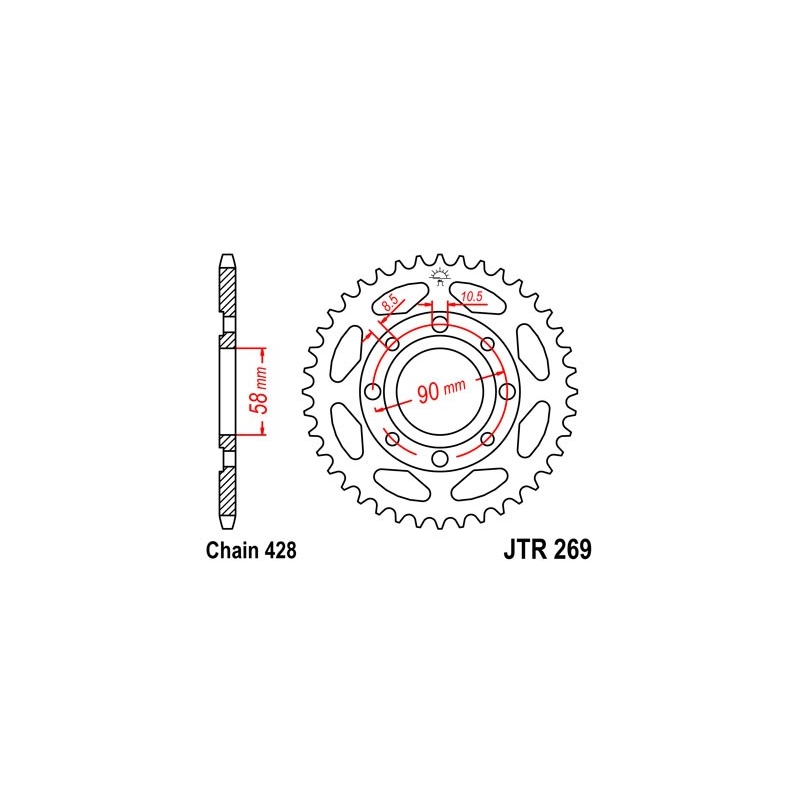 Rear sprocket JT 56T, 428