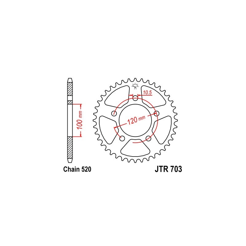 Rear sprocket JT 44T, 520