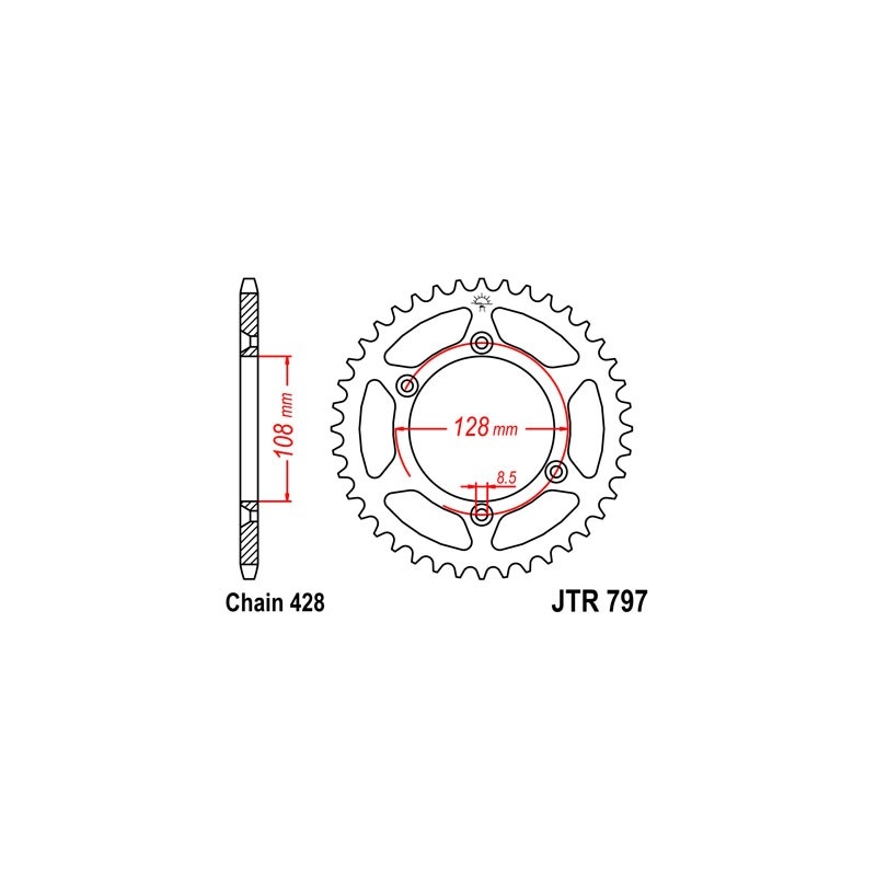 Rear sprocket JT 51T, 428