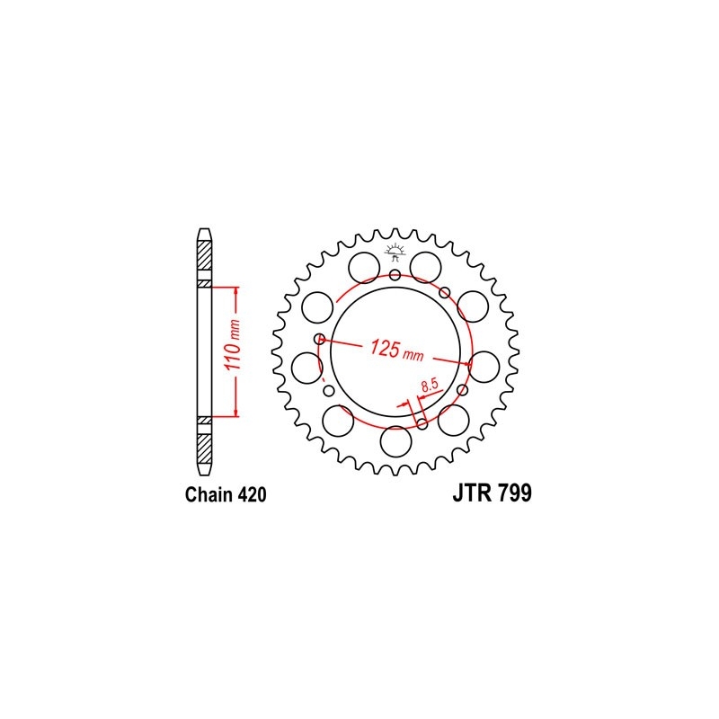 Rear sprocket JT 50T, 420