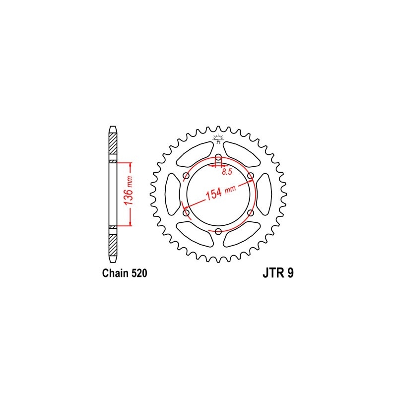 Rear sprocket JT 47T, 520