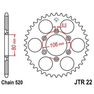 Rear sprocket JT JTR 22-45 45T, 520