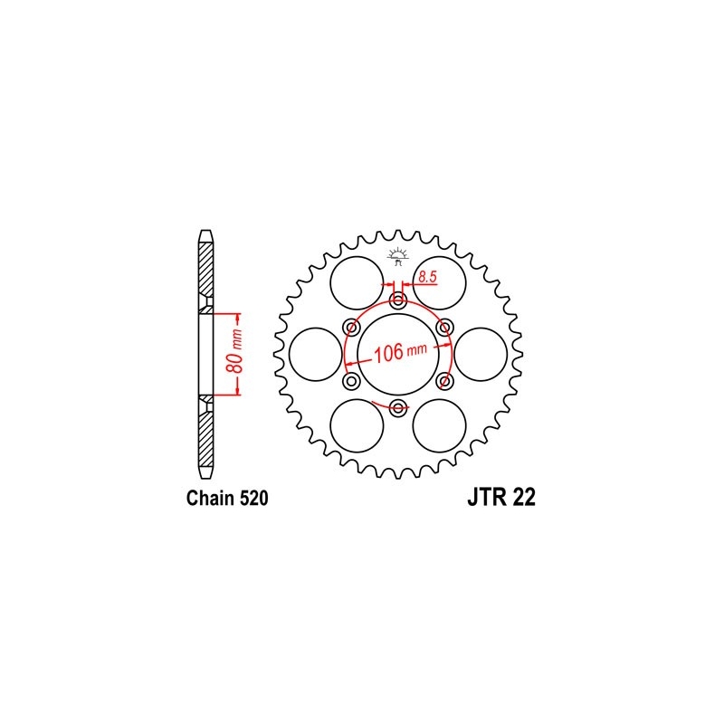 Rear sprocket JT 45T, 520