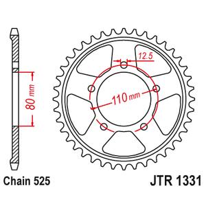 Rear sprocket JT JTR 1331-42ZBK 42T, nt((525) Black Zinc