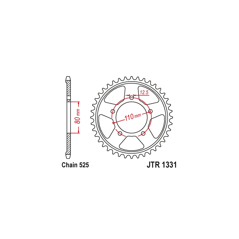Rear sprocket JT 42T, nt((525) Black Zinc