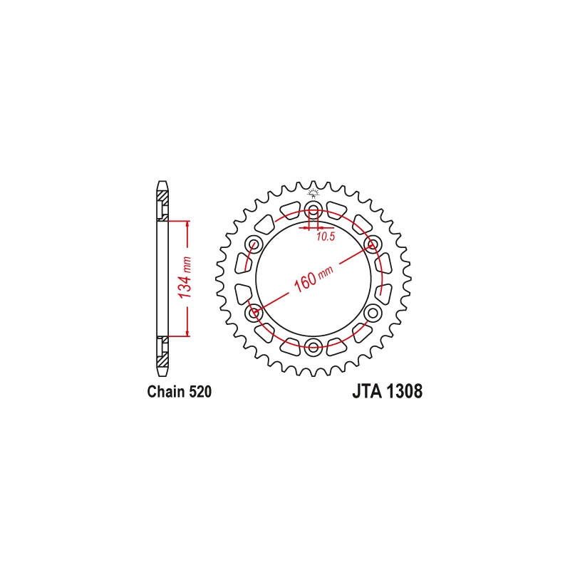 Rear ALU sprocket JT 44T, 420 Black