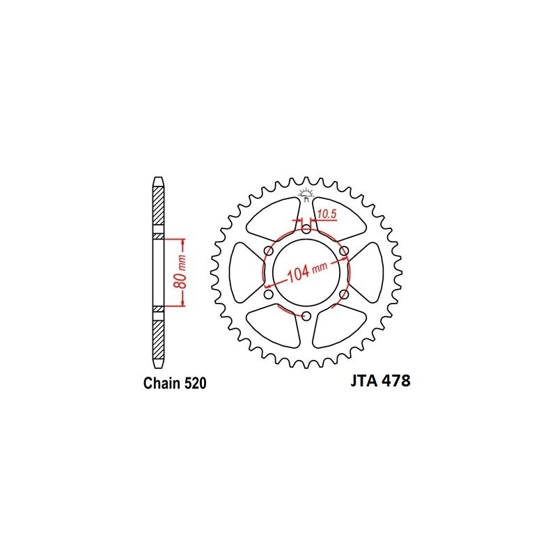 Rear ALU sprocket JT 40T, 520 Black